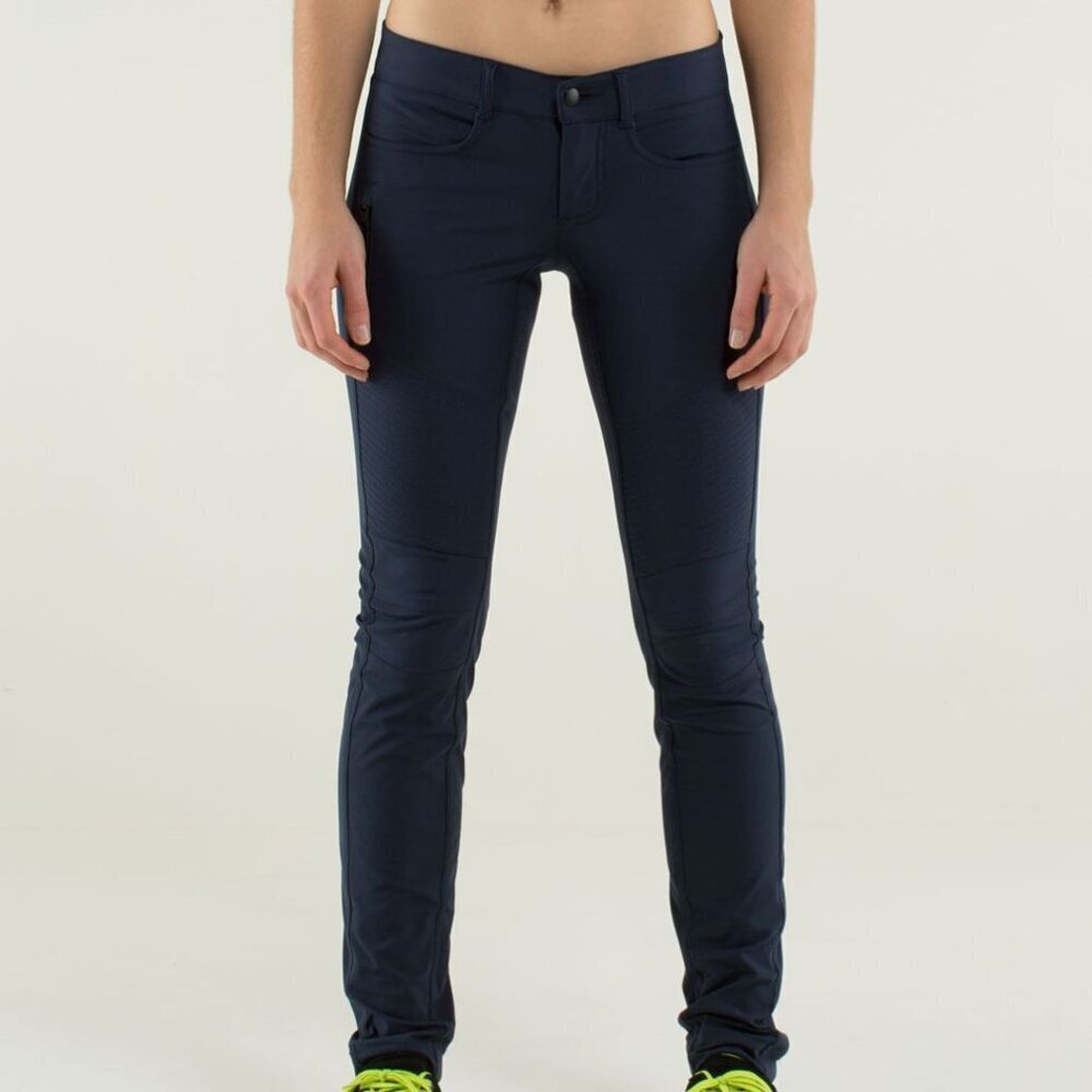 Lululemon Bust A Move Pants Moto Slim Fit Reflective Stretchy Inkwell Size 4
